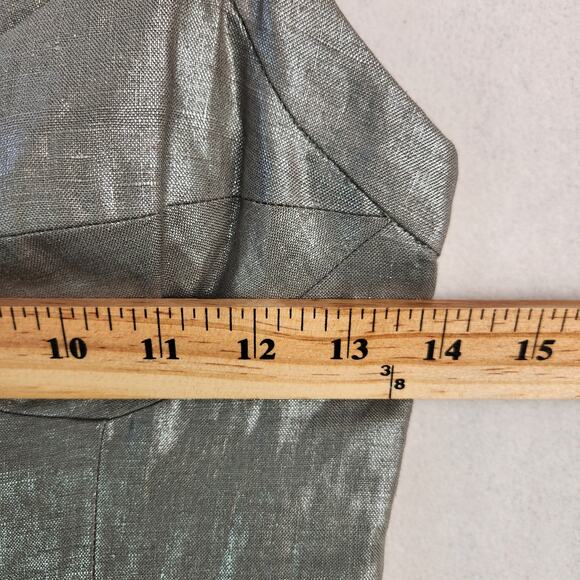 Cynthia Cynthia Steffe Silver 100% Linen Fit and Flare Cocktail Dress, Size 0 - Picture 14 of 16